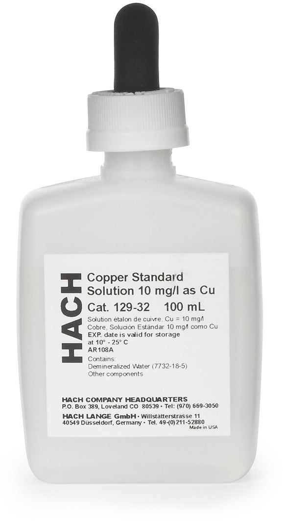 Solution étalon de cuivre, 10 mg/L Cu (NIST), 100 mL MDB pour APA6000