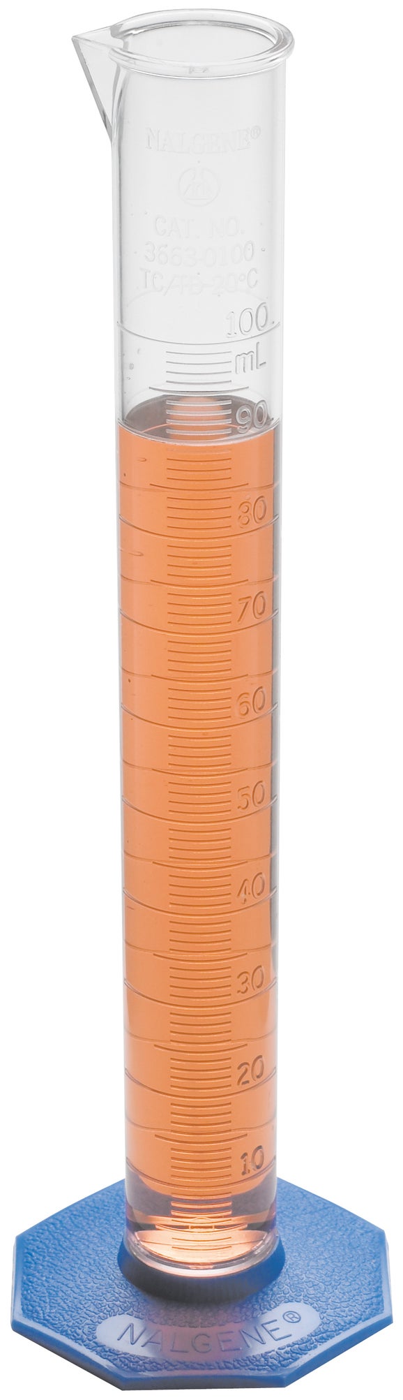 Cylindre gradué en polyméthylpentène, 250 mL +-1.4 mL, divisions de 2.0 mL